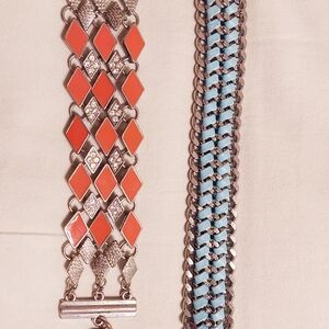 Elegant Orange and Blue Bracelet Set
